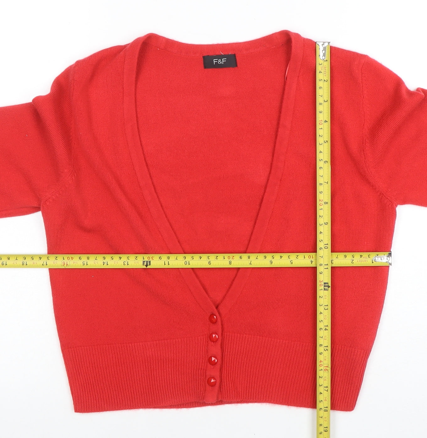 F&F Women's Red Acrylic Button Cardigan Size 10