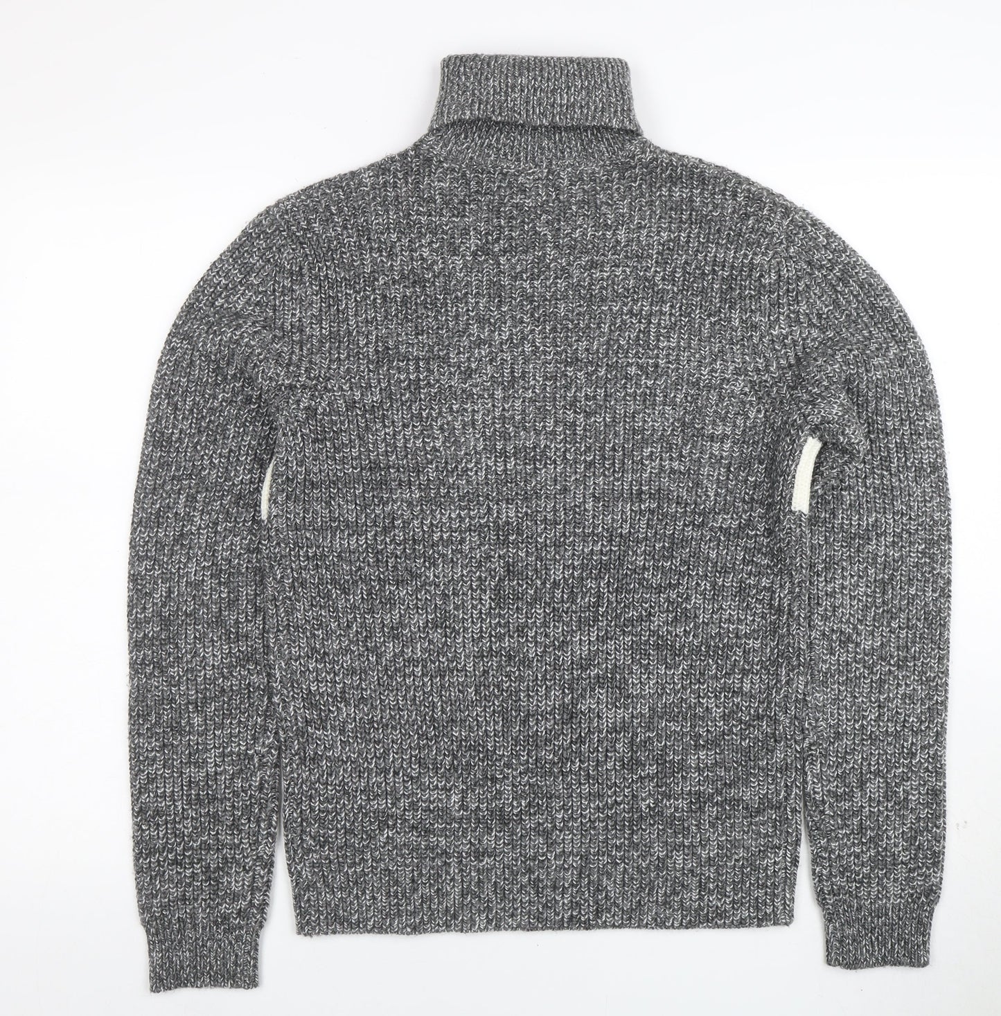 Topman Men’s Grey Roll Neck Chunky Knit Striped Jumper XS