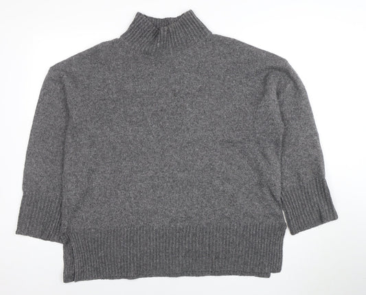 ASOS Womens Grey Mock Neck Wool Blend Relaxed Fit Jumper Size 14