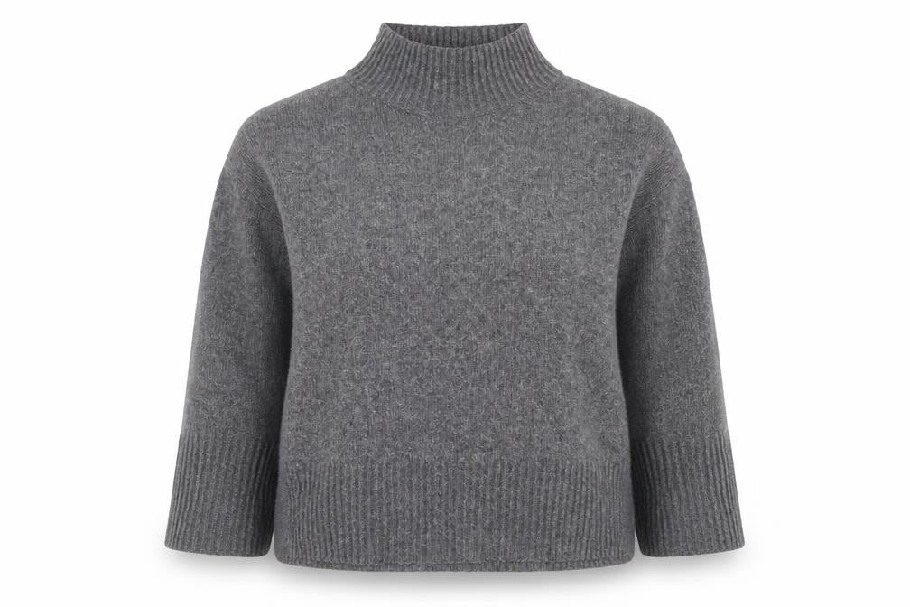 ASOS Womens Grey Mock Neck Wool Blend Relaxed Fit Jumper Size 14