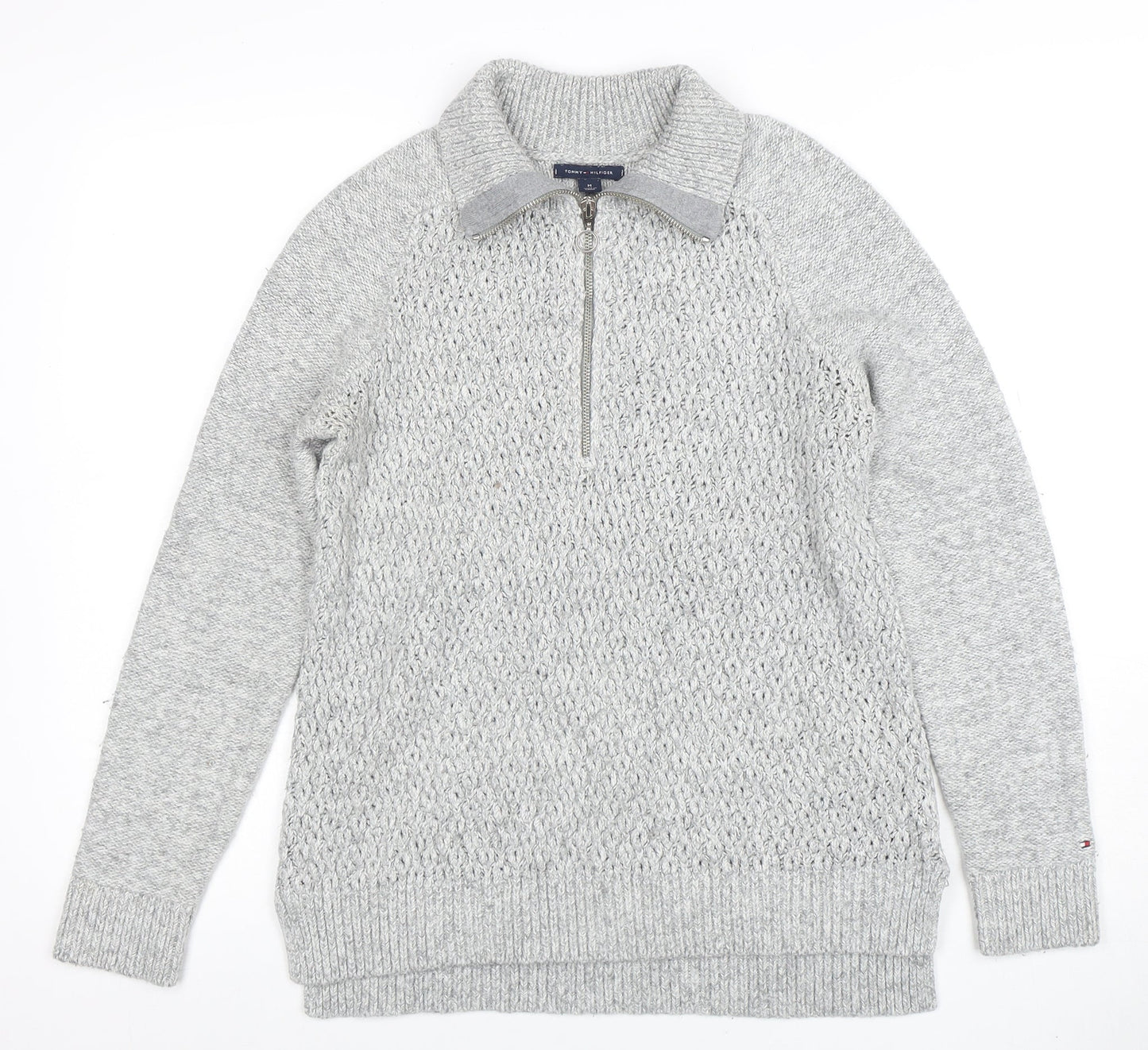 Tommy Hilfiger Men's Grey Half Zip Knit Jumper Size M