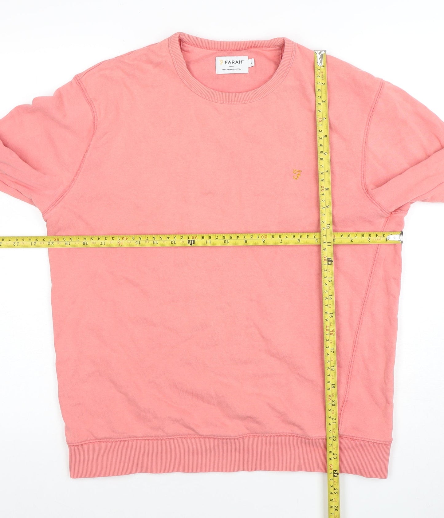 Farah Men's Pink Cotton Crew Neck Sweatshirt Size L