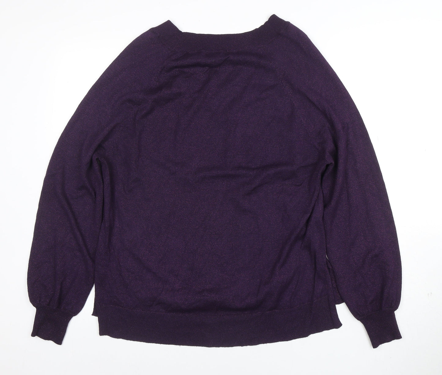 F&F Women’s Purple V-Neck Long Sleeve Acrylic Knit Jumper Size 16