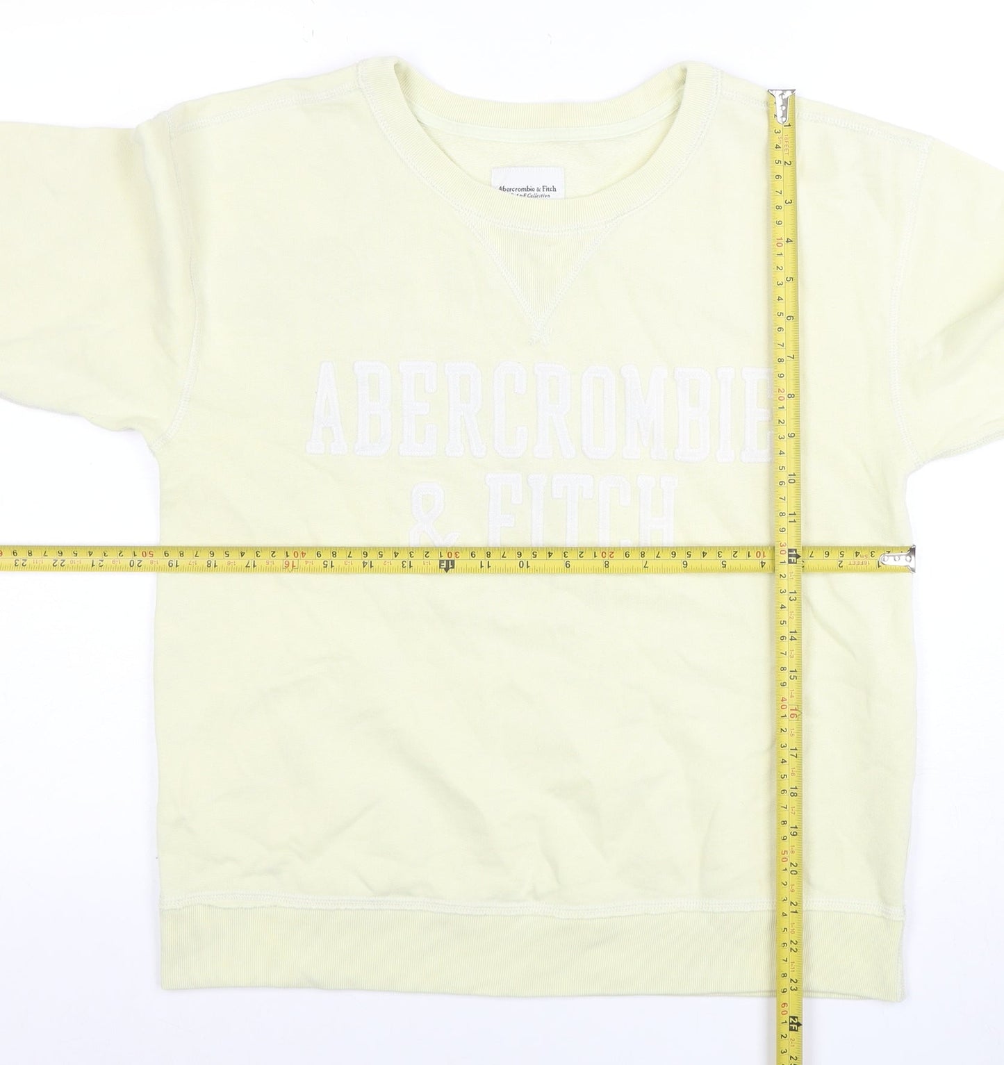 Abercrombie & Fitch Women's Beige Sweatshirt Small Cotton Blend Crew Neck