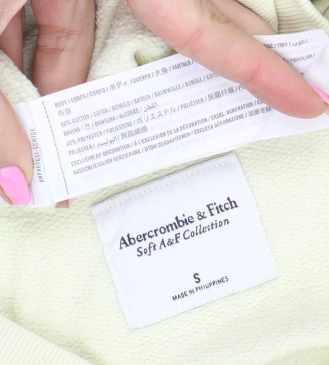 Abercrombie & Fitch Women's Beige Sweatshirt Small Cotton Blend Crew Neck