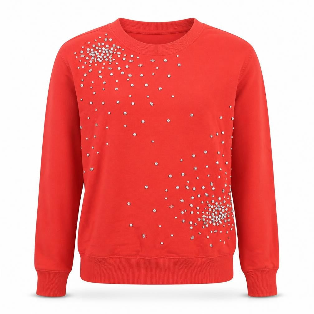 Marks & Spencer Womens Red Rhinestone Pullover Sweatshirt Size S