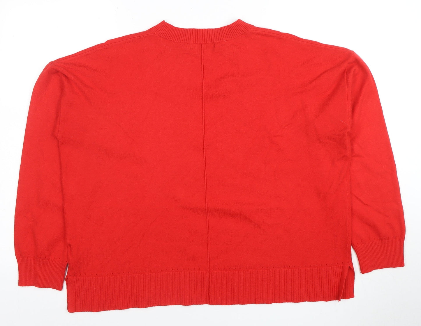 Oasis Women’s Red Cotton Blend Crew Neck Jumper Size L