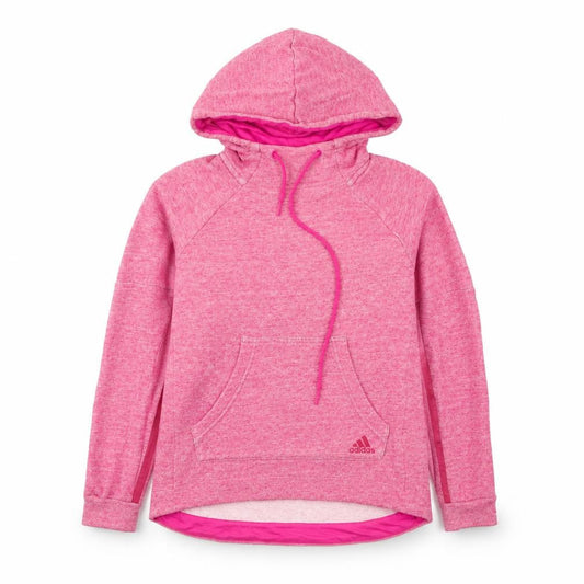 Adidas Womens Pink Pullover Hoodie Small Drawstring Kangaroo Pocket