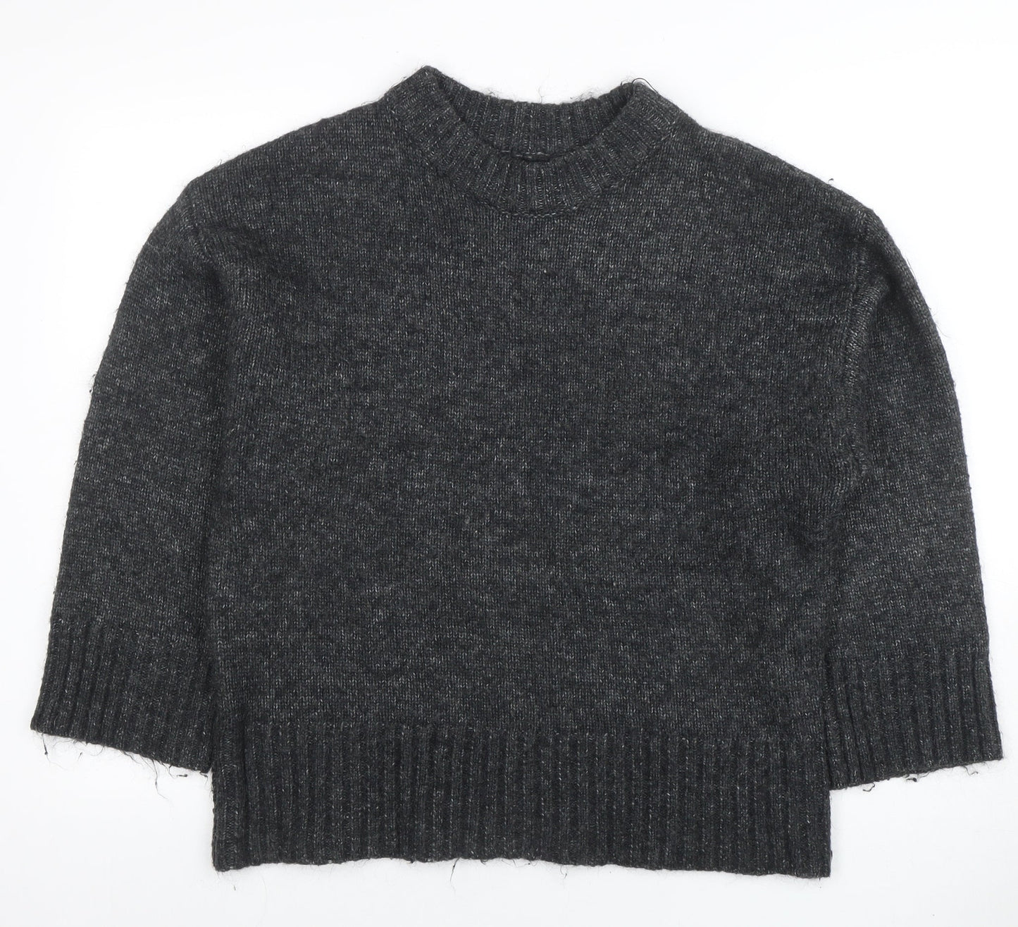 SOSO Womens Grey Wool Blend Crew Neck Pullover Jumper Size S