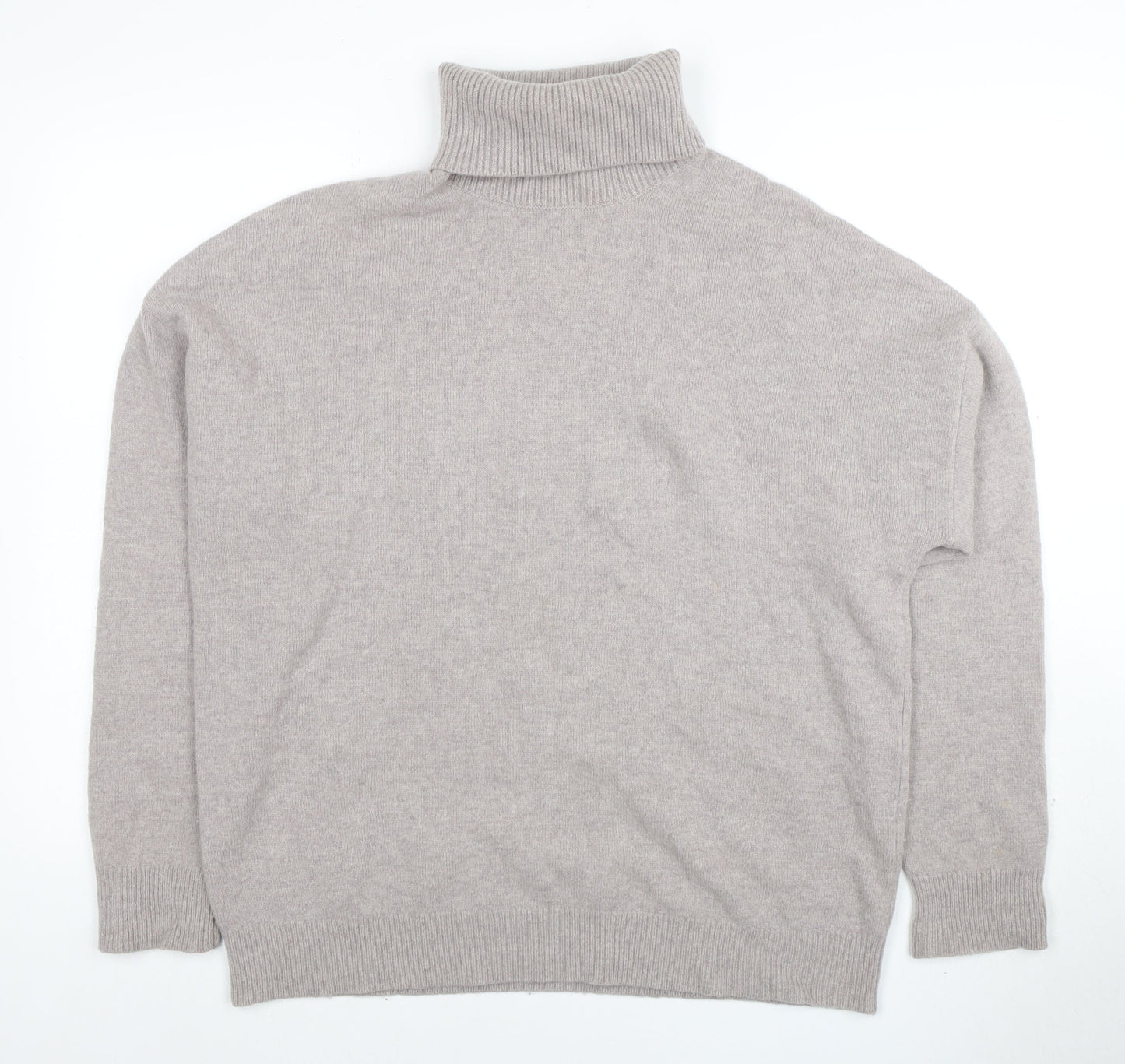 Reiss Women's Beige Roll Neck Merino Wool Jumper L