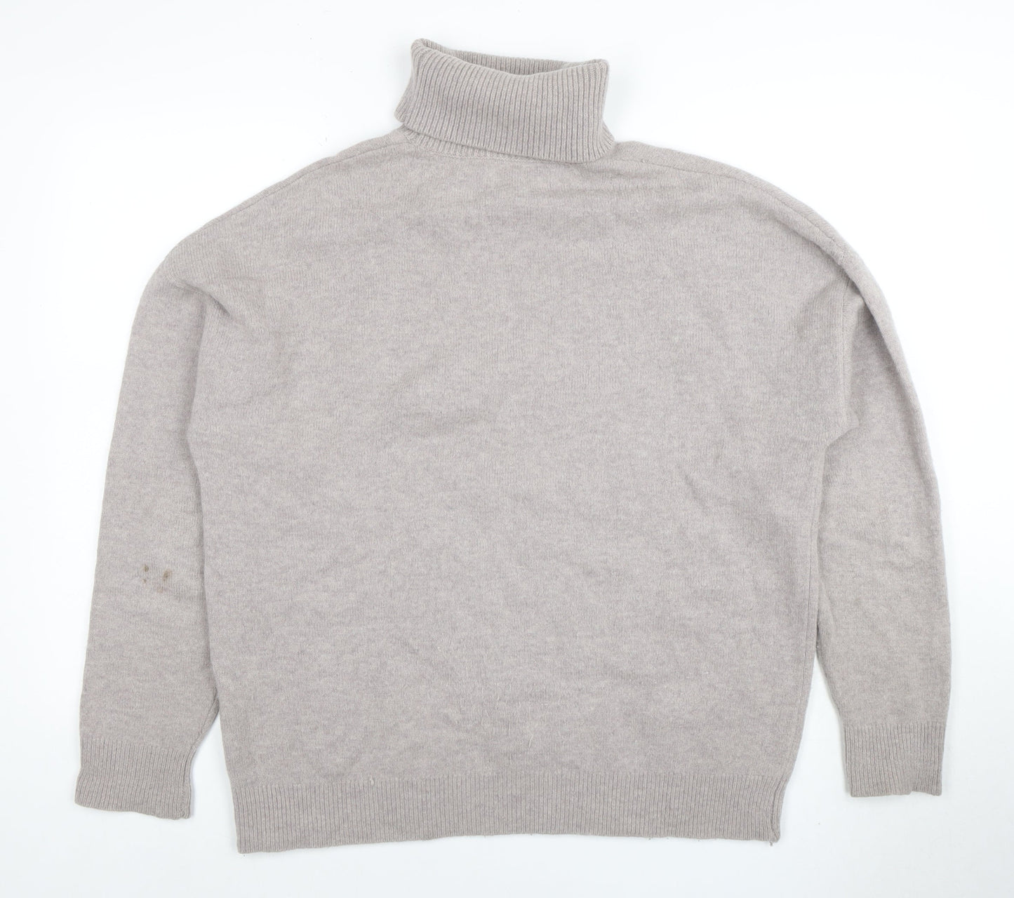 Reiss Women's Beige Roll Neck Merino Wool Jumper L