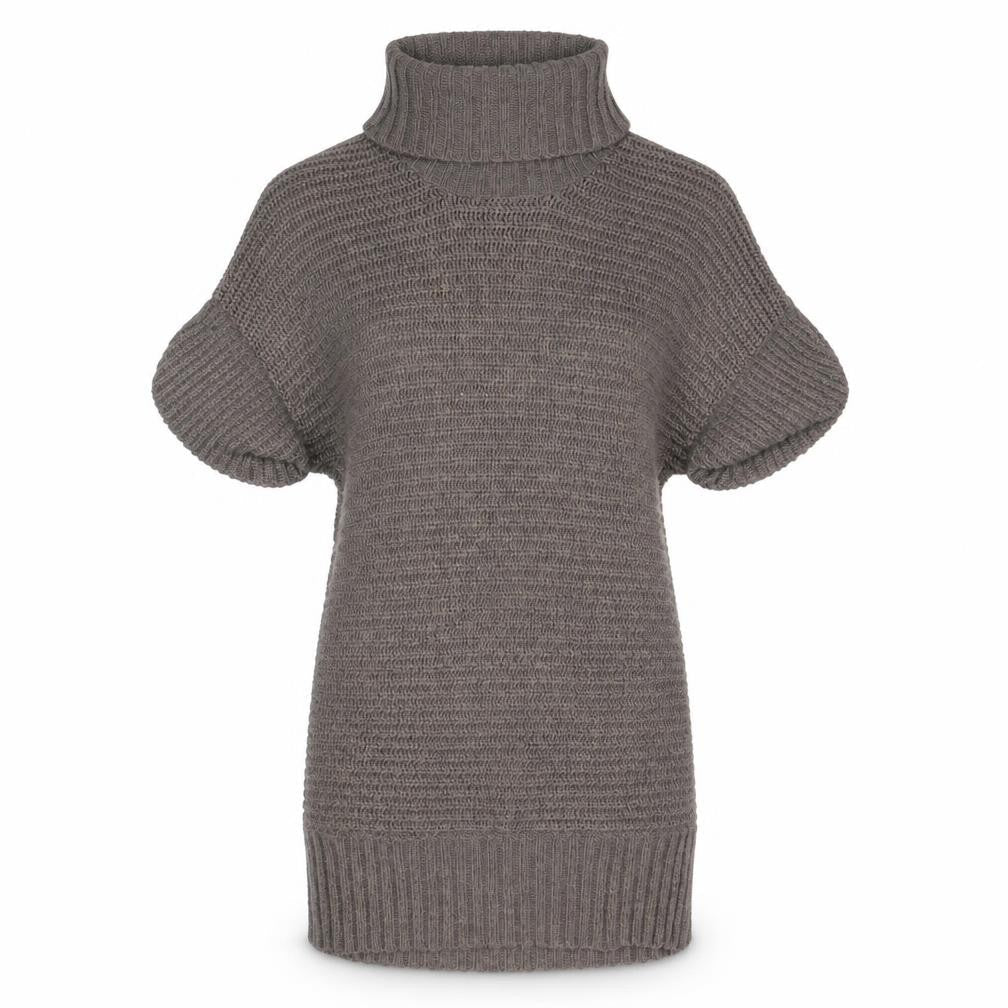Marks & Spencer Women’s Brown Roll Neck Wool Blend Short Sleeve Jumper Size 12