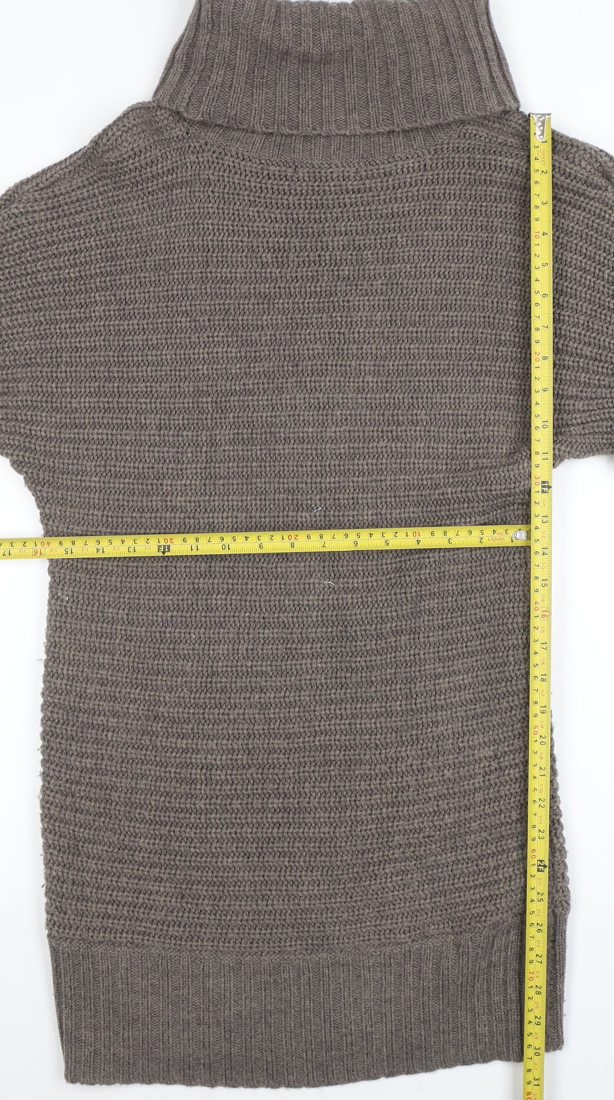 Marks and Spencer Women’s Brown Roll Neck Wool Blend Short Sleeve Jumper Size 12