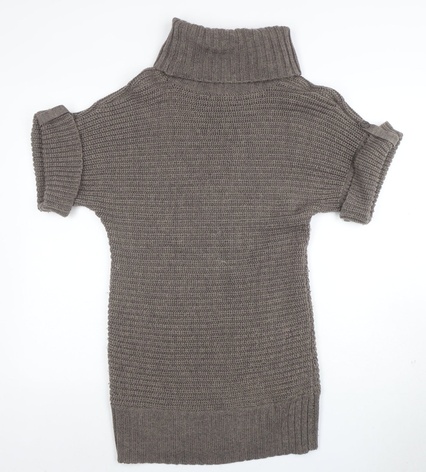 Marks and Spencer Women’s Brown Roll Neck Wool Blend Short Sleeve Jumper Size 12