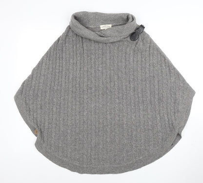 Cambridge Dry Goods Womens Grey Wool Cape Roll Neck Jumper S