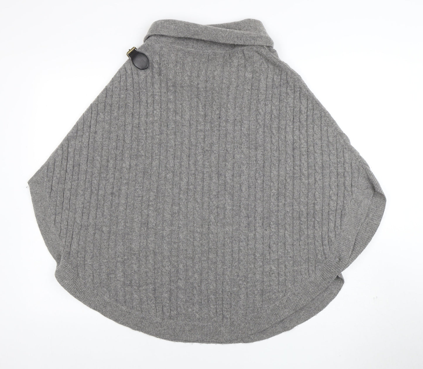 Cambridge Dry Goods Womens Grey Wool Cape Roll Neck Jumper S