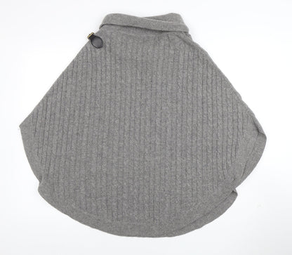 Cambridge Dry Goods Womens Grey Wool Cape Roll Neck Jumper S