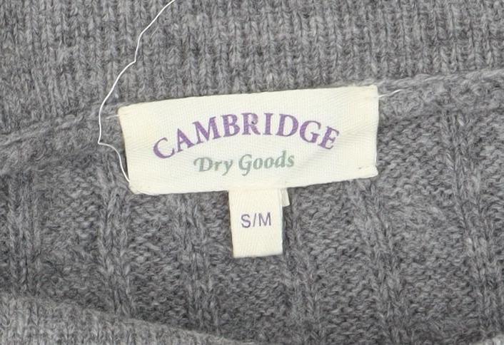 Cambridge Dry Goods Womens Grey Wool Cape Roll Neck Jumper S