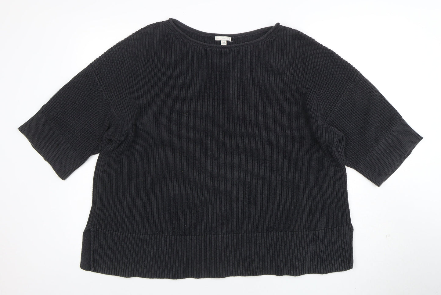 Gap Womens Black Cotton Chunky Knit Short Sleeve Jumper M