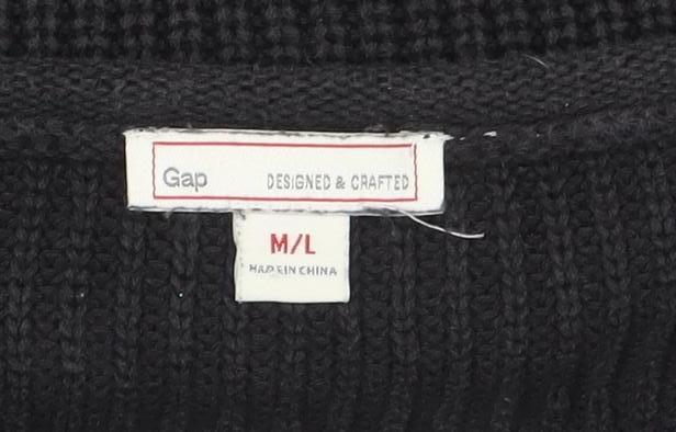 Gap Womens Black Cotton Chunky Knit Short Sleeve Jumper M