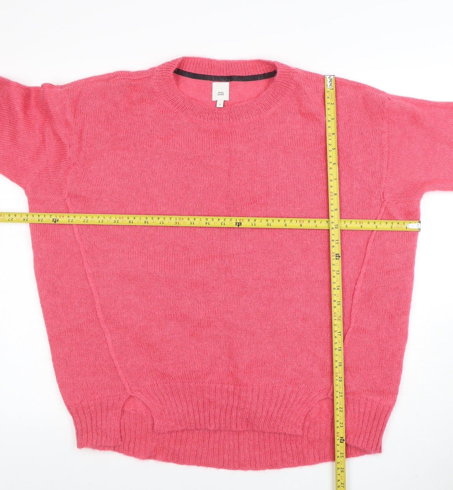 River Island Womens Pink Wool Blend Crew Neck Pullover Jumper Size S
