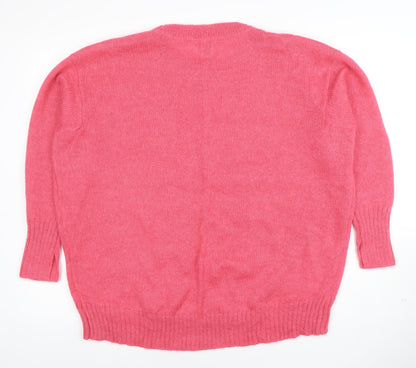 River Island Womens Pink Wool Blend Crew Neck Pullover Jumper Size S