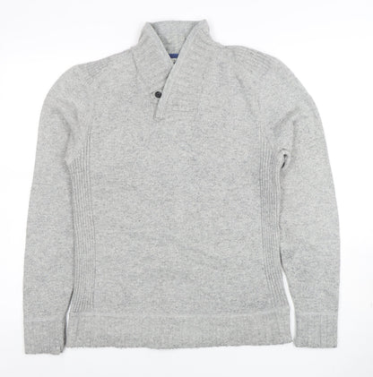 Ted Baker Men's Grey Wool Blend Collared Pullover Jumper M