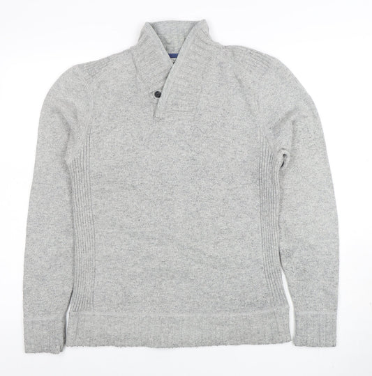 Ted Baker Men's Grey Wool Blend Collared Pullover Jumper M