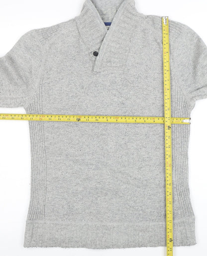 Ted Baker Men's Grey Wool Blend Collared Pullover Jumper M