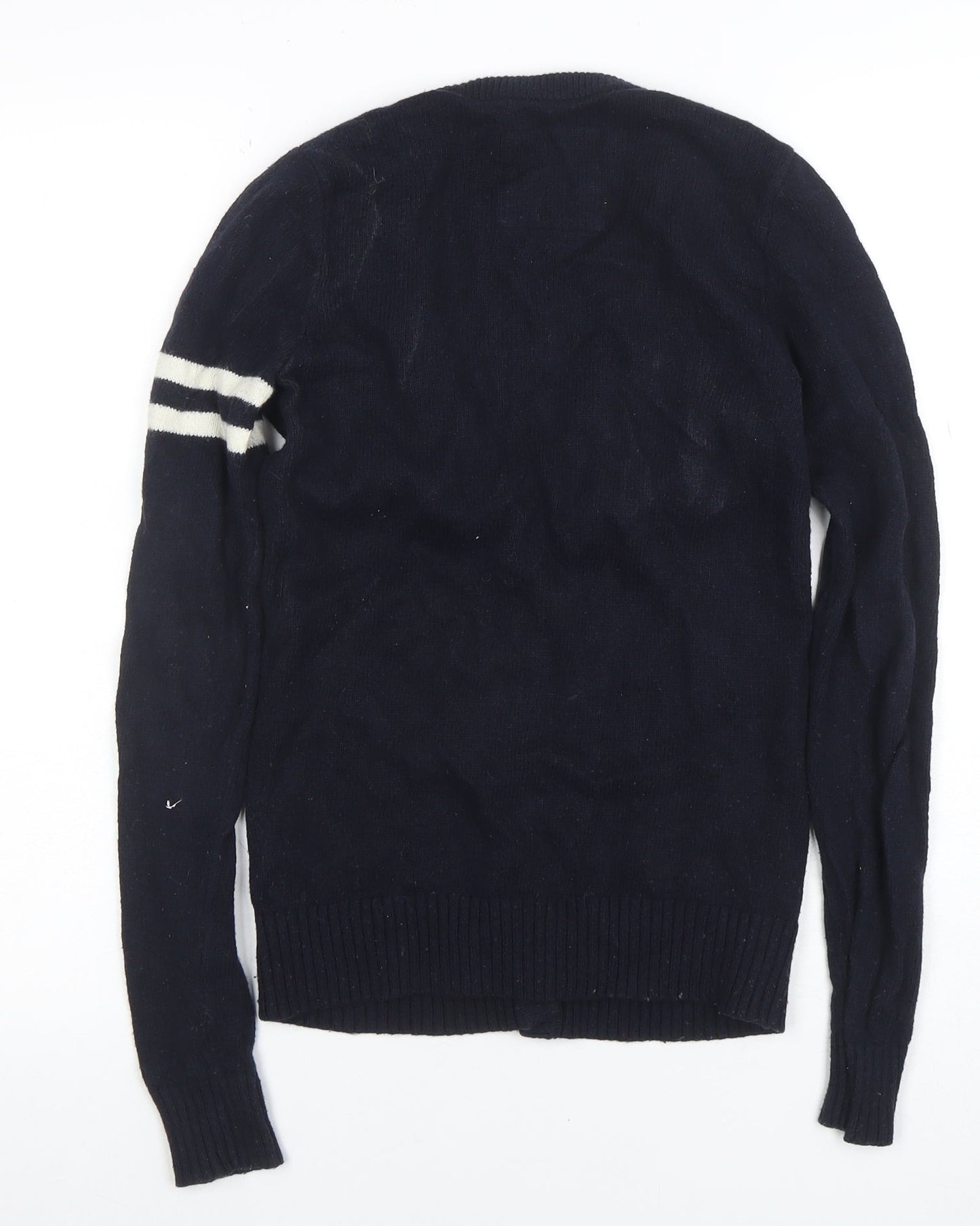 Hollister Men's Blue V-Neck Cardigan S College Style Knit Jumper
