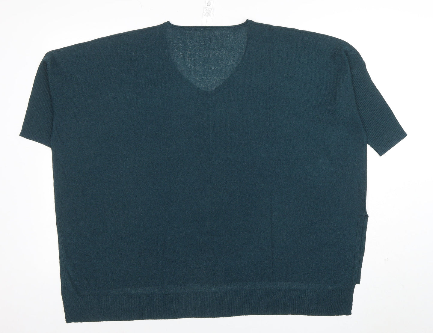 Wynne Layers Women's Green V-Neck Knit Short Sleeve Blouse Size S