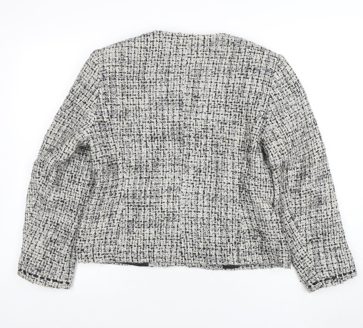 Minosa Petite Women’s Grey Bouclé Wool Blend Blazer Jacket Size 14
