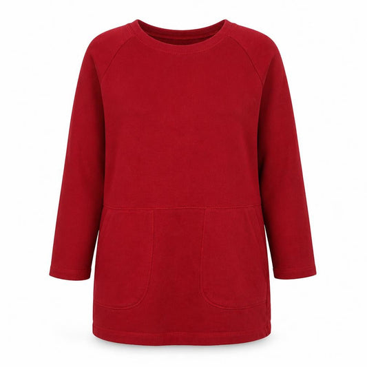 ZARA Women Red Shift Dress Size M 3/4 Sleeve Jersey Cotton Blend