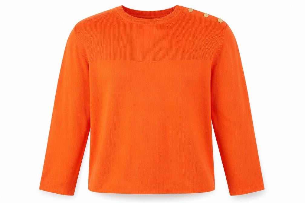Marks & Spencer Womens Orange M Crew Neck Button Shoulder Jumper