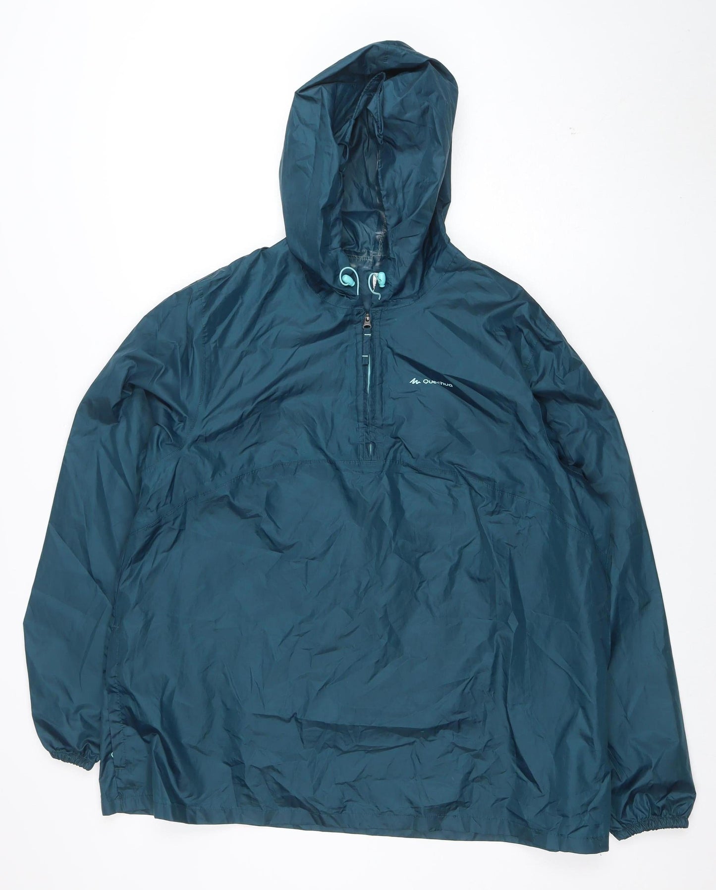 Quechua Men’s Blue L Anorak Lightweight Hooded Hiking Jacket