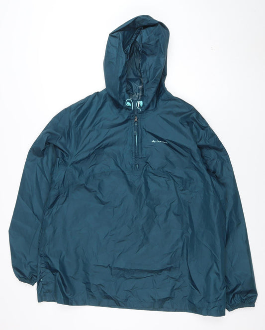 Quechua Men’s Blue L Anorak Lightweight Hooded Hiking Jacket
