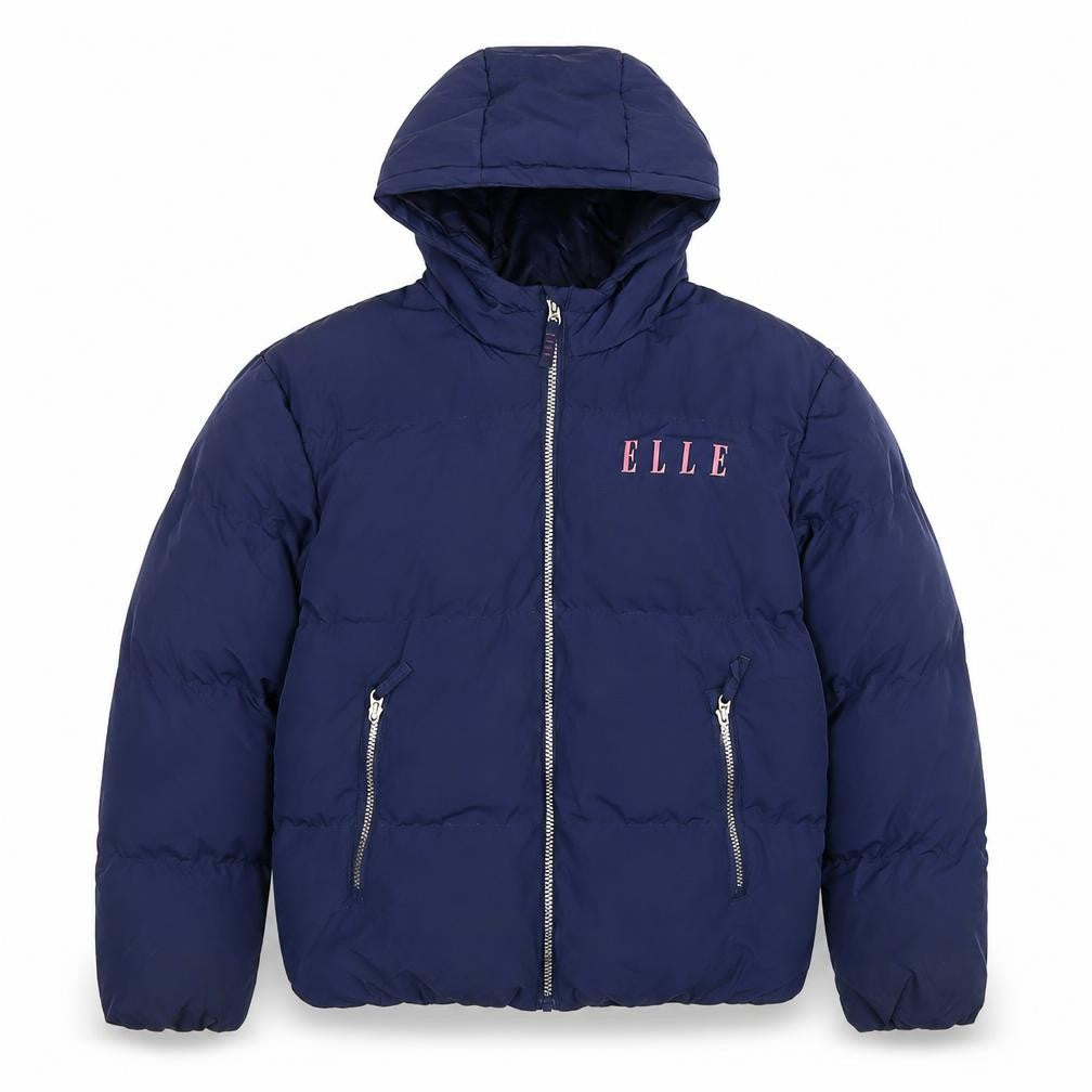 ELLE Junior Girls Blue Hooded Puffer Jacket 14-15 Years Winter Full Zip