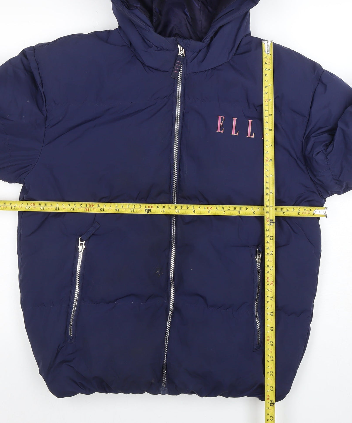 ELLE Junior Girls Blue Hooded Puffer Jacket 14-15 Years Winter Full Zip