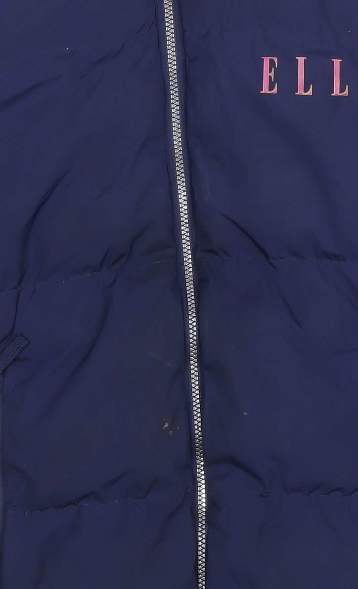 ELLE Junior Girls Blue Hooded Puffer Jacket 14-15 Years Winter Full Zip