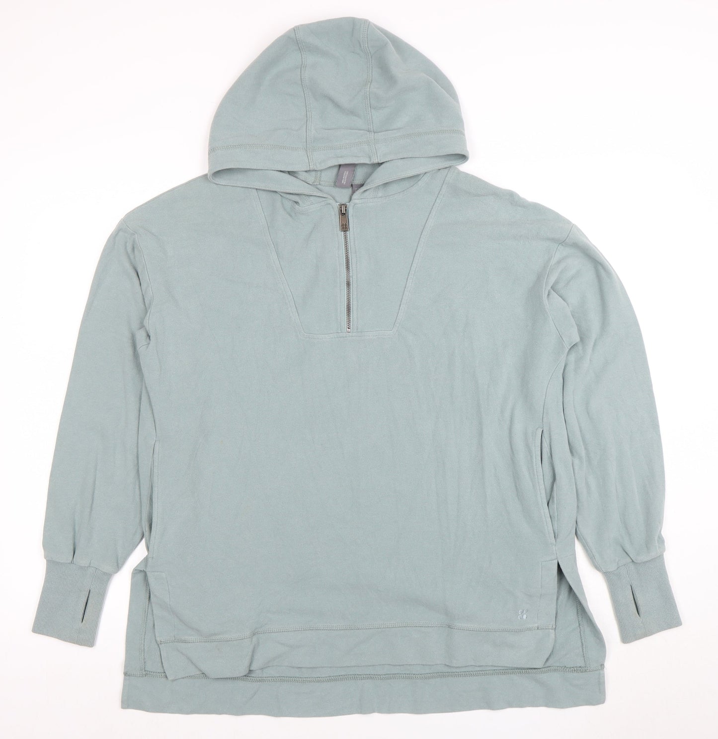 Sweaty Betty Womens Blue Hooded 1/2 Zip Pullover Hoodie XS Cotton Blend