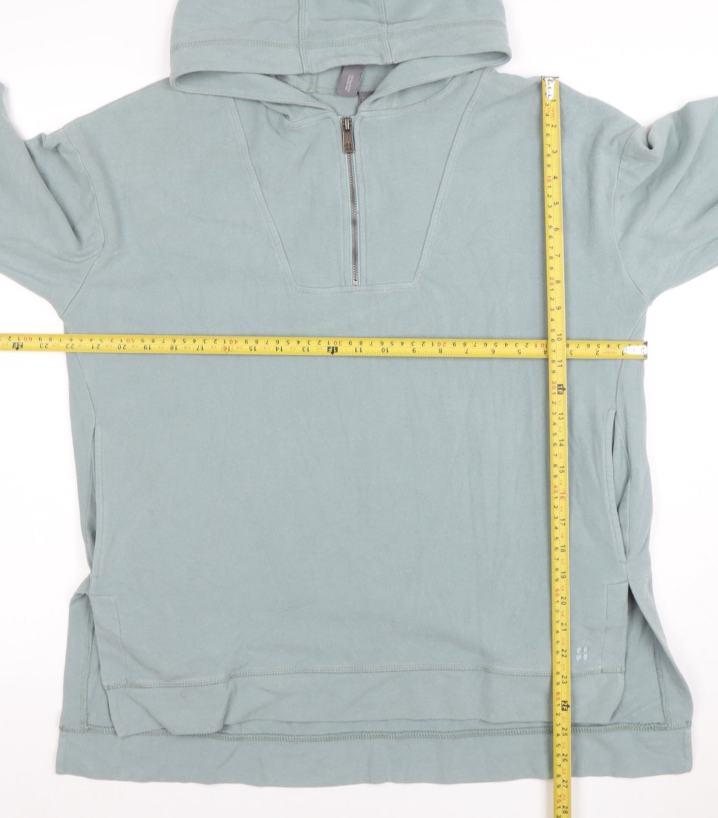 Sweaty Betty Womens Blue Hooded 1/2 Zip Pullover Hoodie XS Cotton Blend