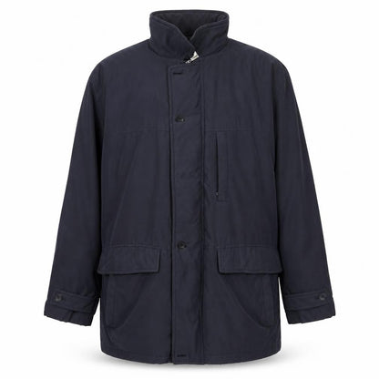 Oush Men's Blue 42R Mid-Length Thermal Overcoat Polyester Lined