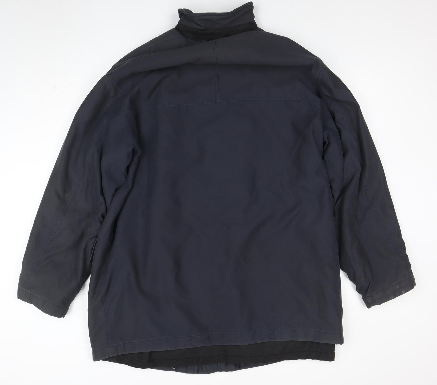 Oush Men's Blue 42R Mid-Length Thermal Overcoat Polyester Lined