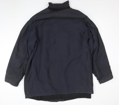 Oush Men's Blue 42R Mid-Length Thermal Overcoat Polyester Lined