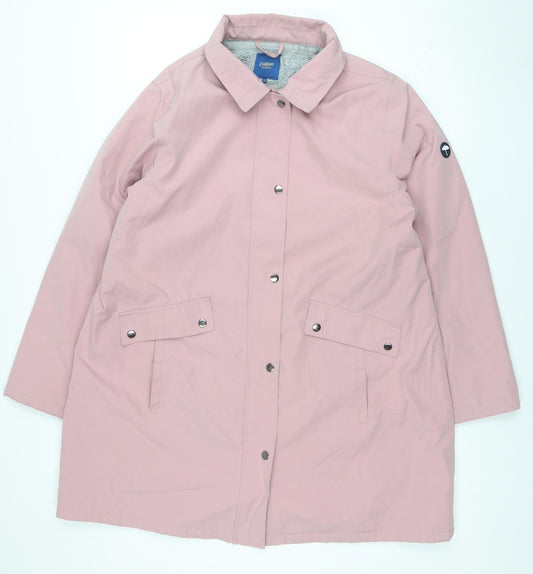 Cotton Traders Womens Dusky Pink Mid-Length Coat UK 18 Lined Button