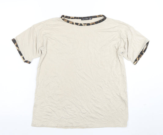 I Saw It First Women's Beige Short Sleeve Basic T-Shirt Size 10