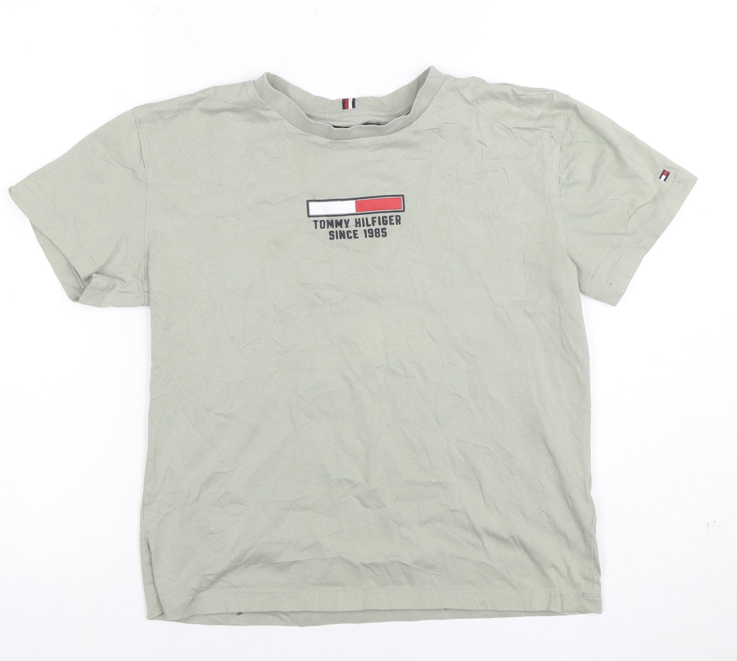 Tommy Hilfiger Boys Beige Logo Cotton Short Sleeve T-Shirt 16 Years
