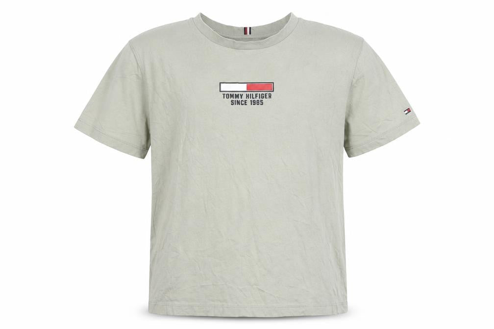 Tommy Hilfiger Boys Beige Logo Cotton Short Sleeve T-Shirt 16 Years
