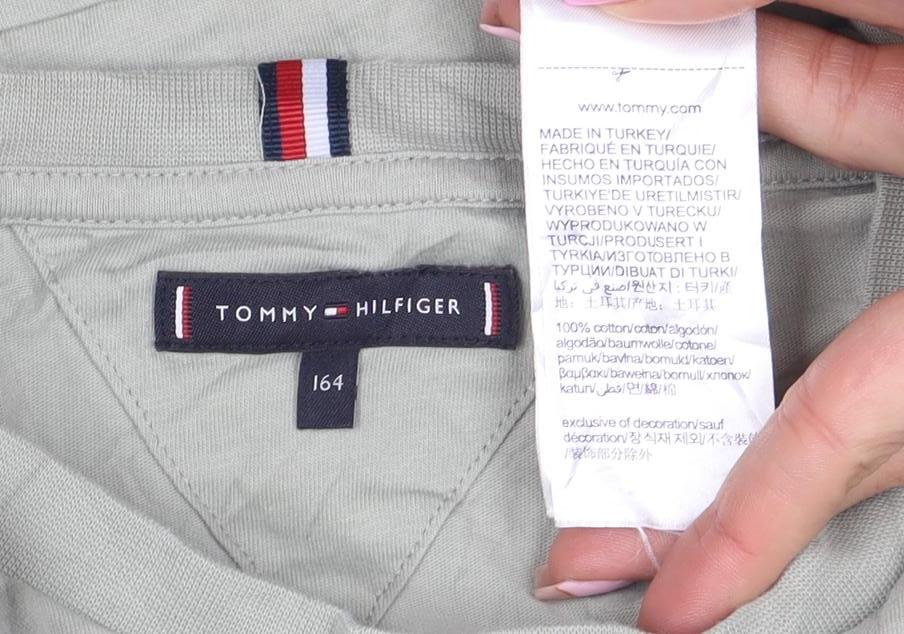 Tommy Hilfiger Boys Beige Logo Cotton Short Sleeve T-Shirt 16 Years