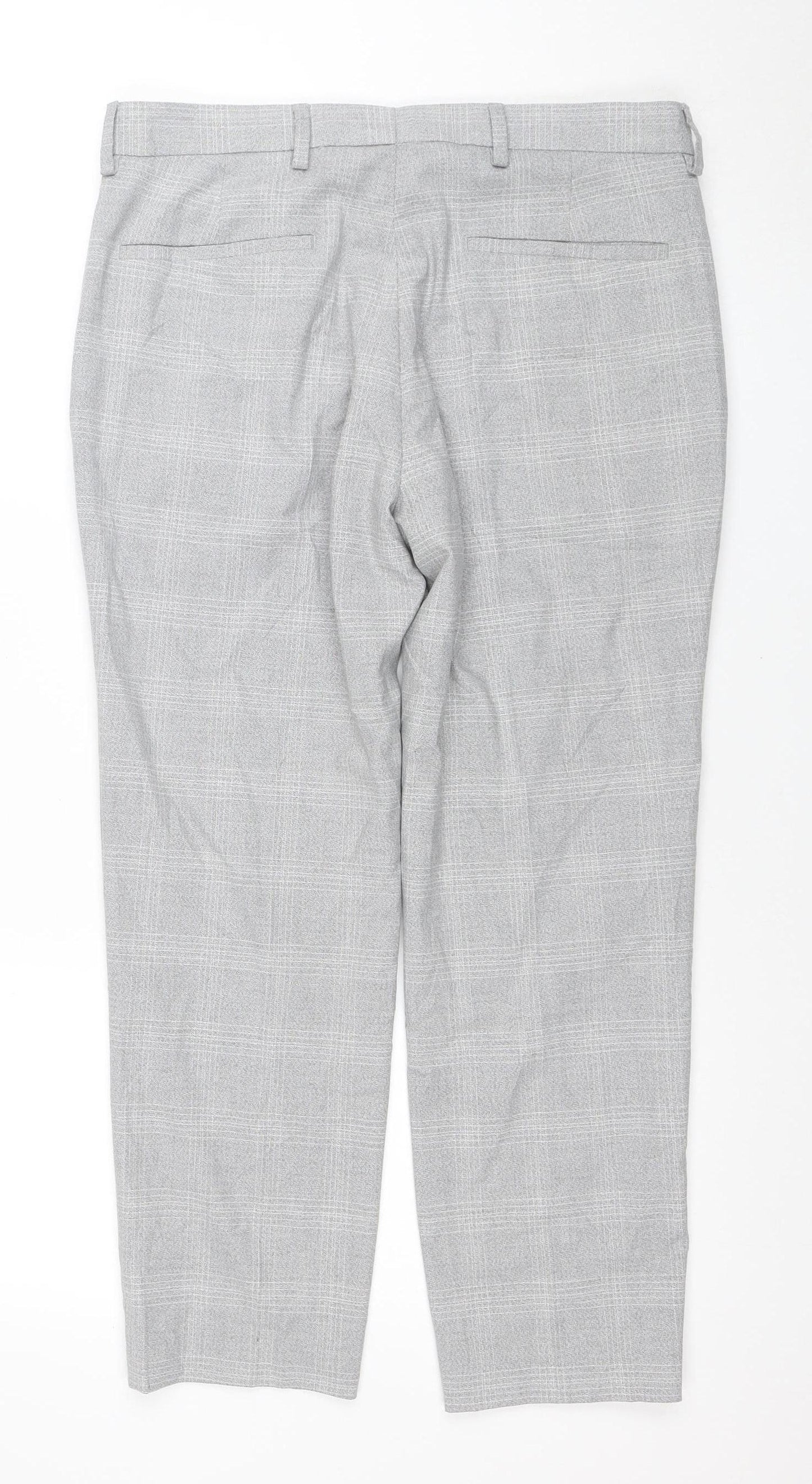 Marks and Spencer Men's Grey Check Skinny Fit Trousers 32 Short